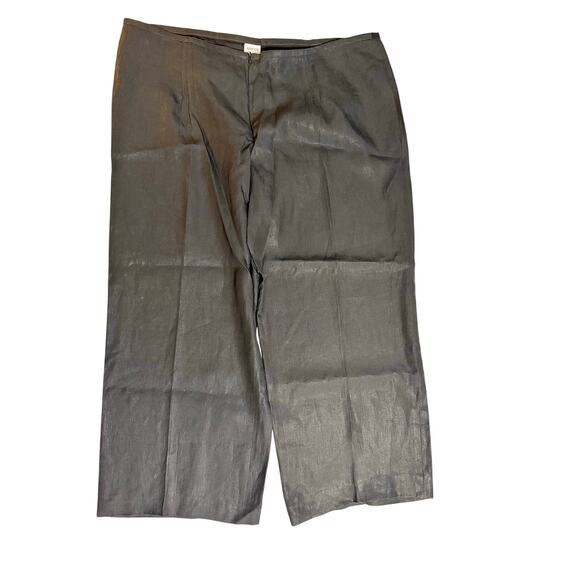 Armani Collezioni Black Linen Wide-Leg Trousers (Made in Italy) - Size 16